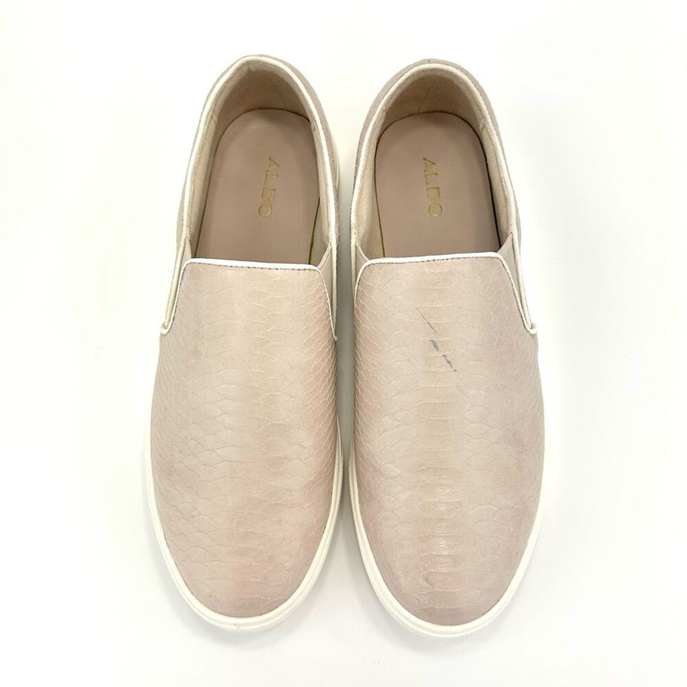 Aldo Jille Slip-On Sneaker Size 9 Mauve Pink Faux Leather Low Platform Embossed - Picture 9 of 14